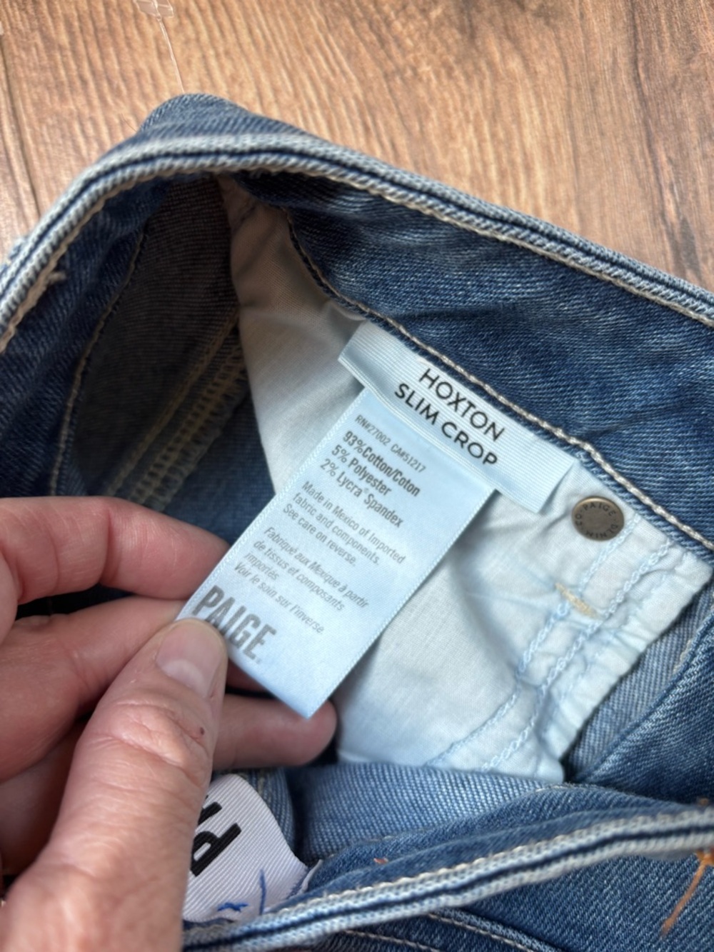 PAIGE Hoxton Slim Crop Jeans 25 High Rise Raw Hem Medium Wash - Picture 8 of 15